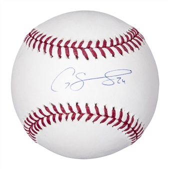 Gary Sanchez Signed & "24" Inscribed OML Manfred Baseball (MLB Authenticated & Steiner)